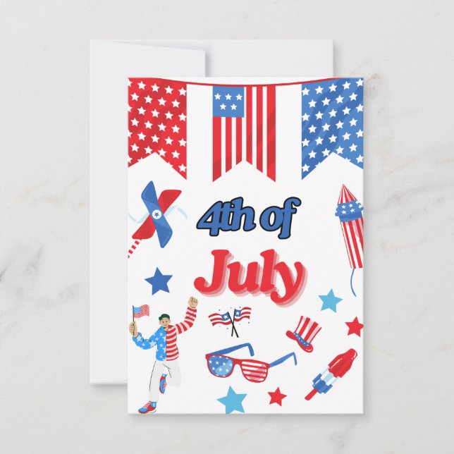 Patriotic 4. Juli Dankeschön Karte (Vorderseite)