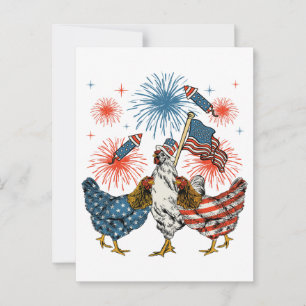 Patriotic 4. Juli Flag Chicken USA Flag Postkarte