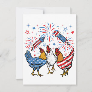 Patriotic 4. Juli Flag Chicken USA Flag Postkarte