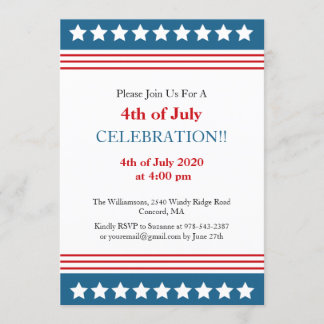 Patriotic 4. Juli Party USA Flag Einladung