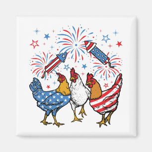 Patriotic 4. Juli Platz der Chicken USA Flag Magnet