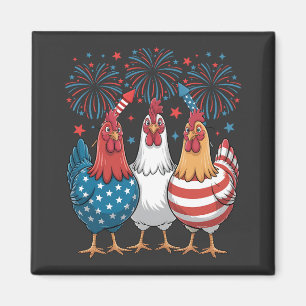 Patriotic 4. Juli Platz der Chicken USA Flag Magnet