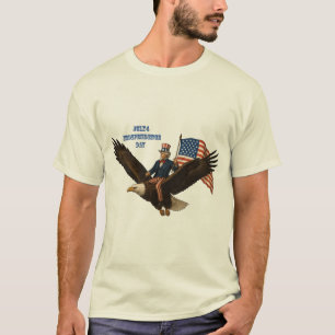 Patriotic 4. Juli Uncle Sam Riding a Bald Eagle UR T-Shirt