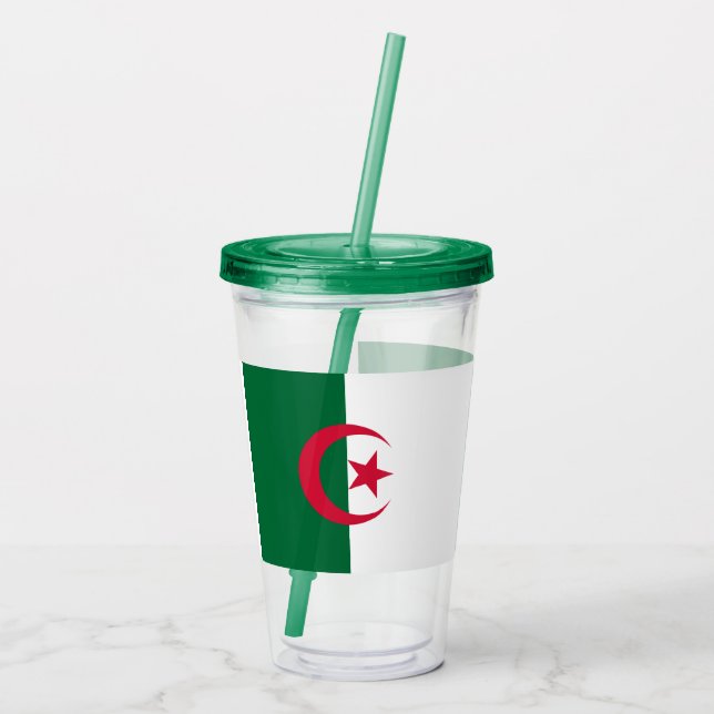 Patriotic Acrylic Tumbler mit der Flagge Algeriens Acryltrinkbecher (Rückseite)