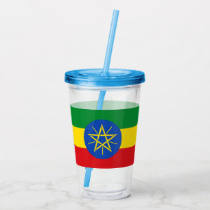 Patriotic Acrylic Tumbler mit der Flagge Äthiopien Acryltrinkbecher