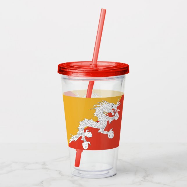 Patriotic Acrylic Tumbler mit der Flagge Bhutans Acryltrinkbecher (Rückseite)