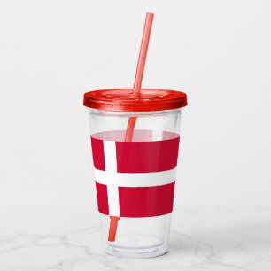 Patriotic Acrylic Tumbler mit der Flagge Dänemarks Acryltrinkbecher