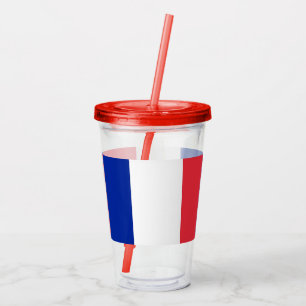 Patriotic Acrylic Tumbler mit der Flagge Frankreic Acryltrinkbecher