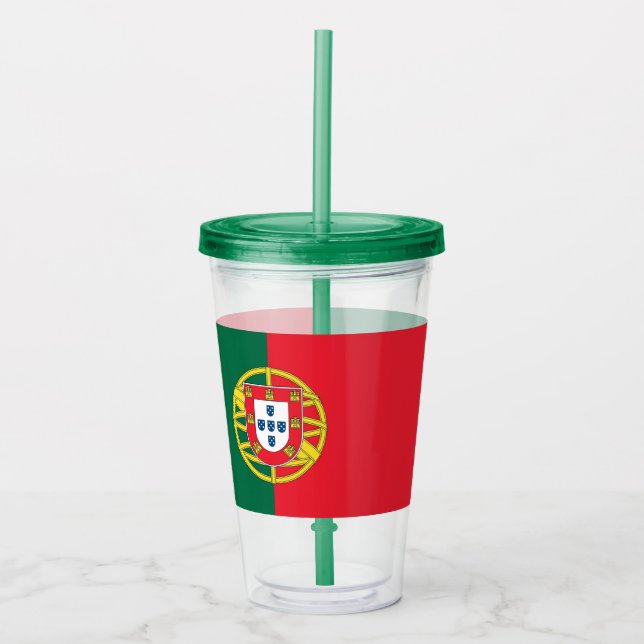 Patriotic Acrylic Tumbler mit der Flagge Portugals Acryltrinkbecher (Vorderseite)