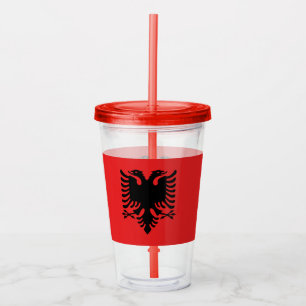Patriotic Acrylic Tumbler mit Flagge Albaniens Acryltrinkbecher