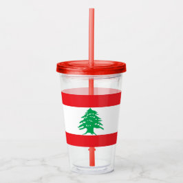 Patriotic Acrylic Tumbler mit Flagge des Libanon Acryltrinkbecher