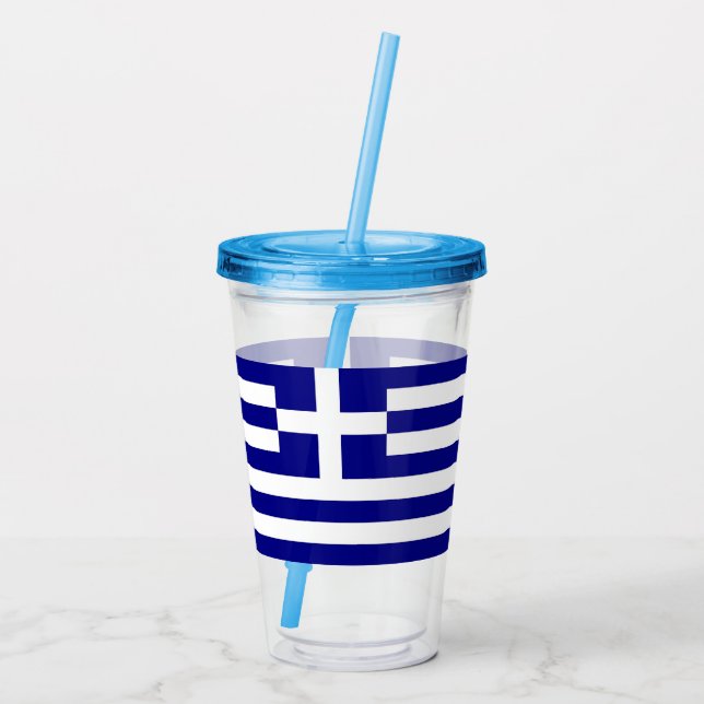 Patriotic Acrylic Tumbler mit Flagge Griechenlands Acryltrinkbecher (Rückseite)