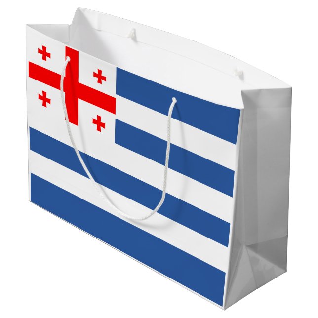 Patriotic Adjara Flag Große Geschenktüte (Rückseite Schrägansicht)
