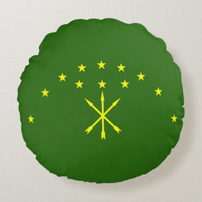 Patriotic Adygea Flag Rundes Kissen (Vorderseite)