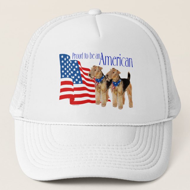 Patriotic Airedale Terriers Truckerkappe (Vorderseite)