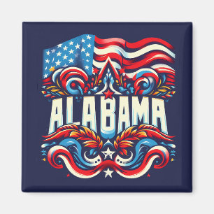 Patriotic Alabama Abstraktes Dekorationsdesign Magnet