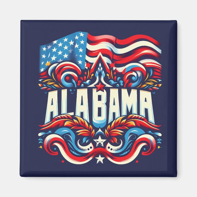 Patriotic Alabama Abstraktes Dekorationsdesign Magnet (Vorne)