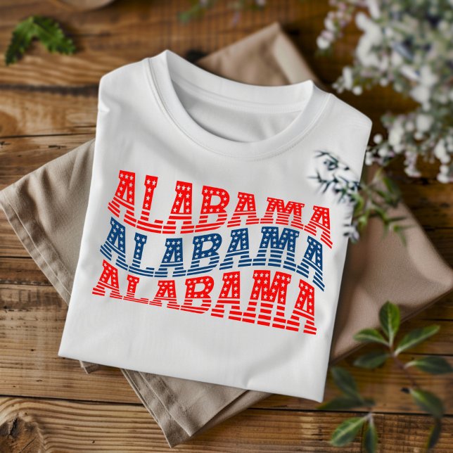 Patriotic Alabama Red and Blue Boho T - Shirt (Von Creator hochgeladen)