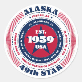 Patriotic Alaska Circle Design Sticker