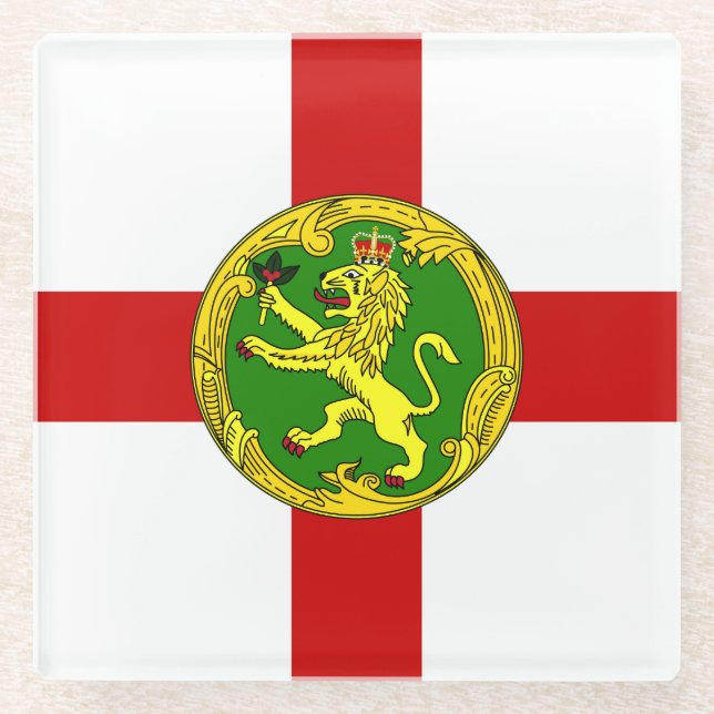 Patriotic Alderney Flag Glass Untersetzer (Vorderseite)