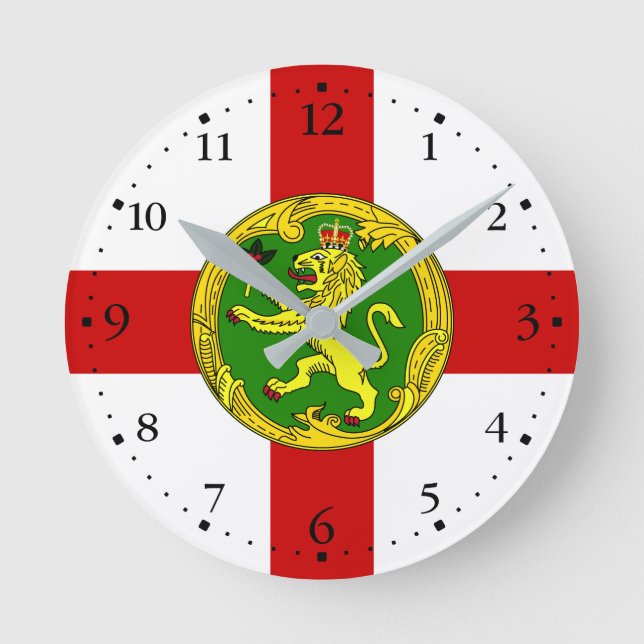 Patriotic Alderney Flag Runde Wanduhr (Vorderseite)