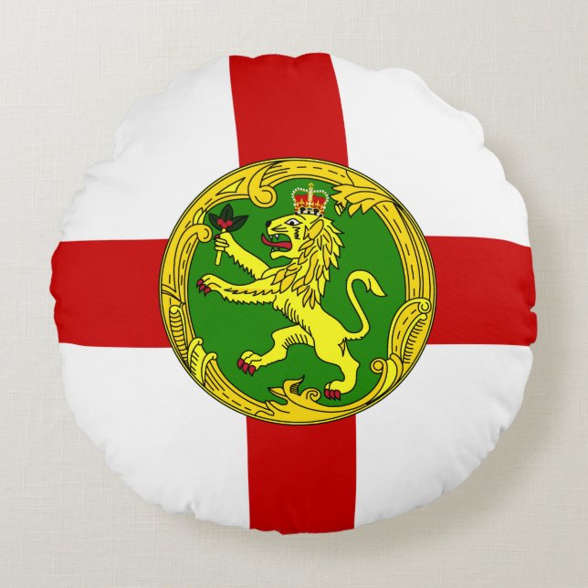 Patriotic Alderney Flag Rundes Kissen (Vorderseite)