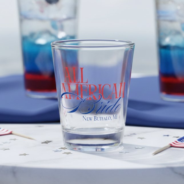 Patriotic All American Bride Bachelorette Schnapsglas (Patriotic All American Bride Bachelorette Shot Glass)