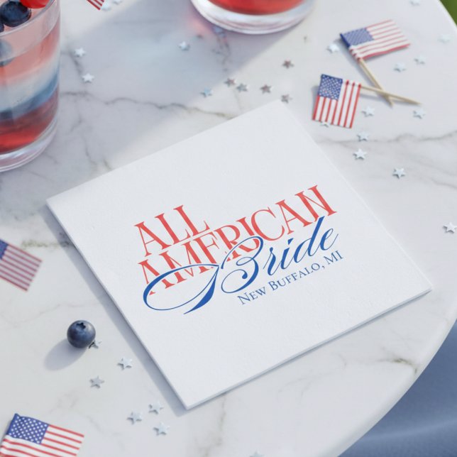 Patriotic All American Bride Bachelorette Serviette (Patriotic All American Bride Bachelorette Napkins)
