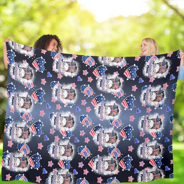 Patriotic All American Mama Messy Bun Fleecedecke (Von Creator hochgeladen)