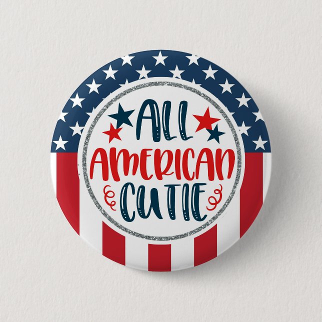 Patriotic All American Süsse Stars Streifen Einzig Button (Vorderseite)
