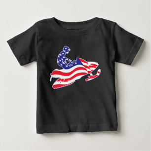 Patriotic America Snowmobile Baby T-shirt