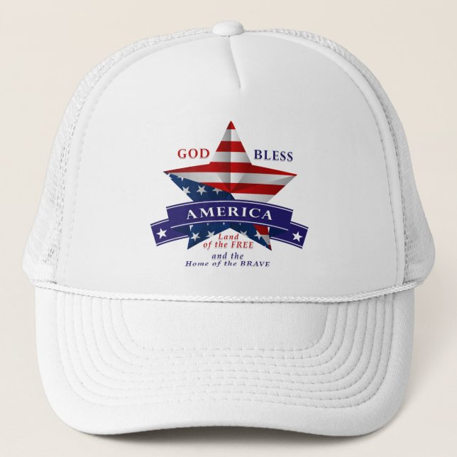 Patriotic America Star Design (v3) Truckerkappe (Vorderseite)