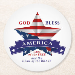 Patriotic America Star V3 Runder Pappuntersetzer