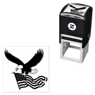 Patriotic American Bald Eagle Holding American Fla Permastempel