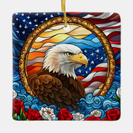Patriotic American Bald Eagle "Stains Glass" Keramikornament