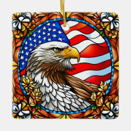 Patriotic American Bald Eagle "Stains Glass" Keramikornament