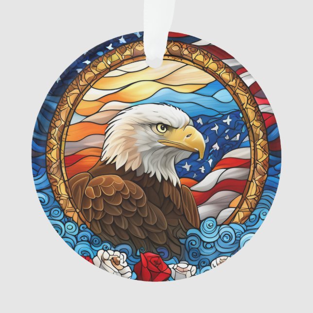 Patriotic American Bald Eagle "Stains Glass" Ornament (Vorderseite)