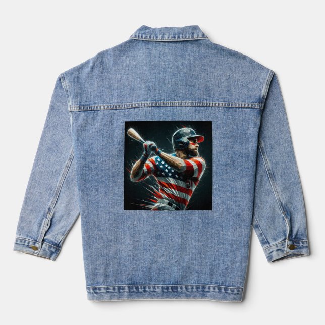 Patriotic American Baseball Jeansjacke (Rückseite)