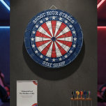 Patriotic American Dartboard Wall Art Design Dartscheibe<br><div class="desc">This patriotic dartboard wall art features a bold circular target design inspired by classic American stars and stripes. The red, white, and blue color palette combined with a vintage-style dartboard layout creates a strong, eye-catching visual perfect for game rooms, man caves, bars, offices, and recreational spaces. Designed to resemble a...</div>