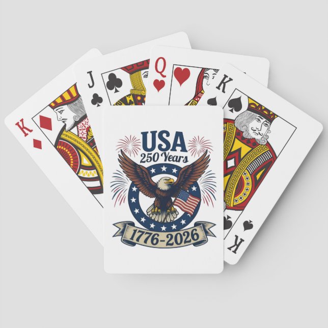 Patriotic American Eagle 250 Years 1776-2026 Spielkarten (Rückseite)