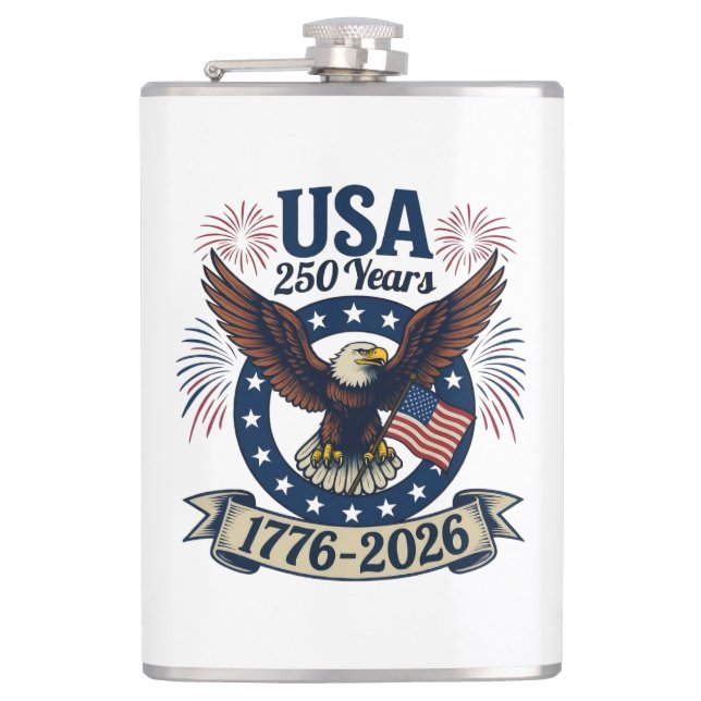 Patriotic American Eagle 250 Years Flachmann (Vorderseite)
