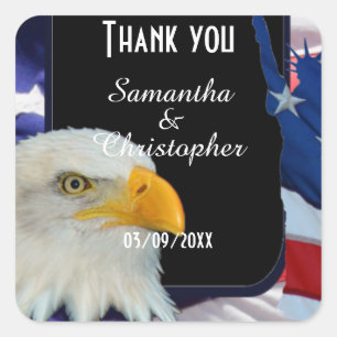 Patriotic American Eagle danke Quadratischer Aufkleber