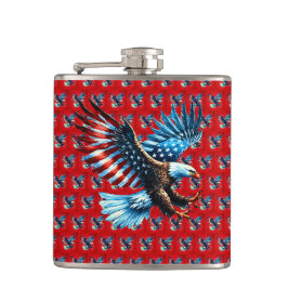Patriotic American Eagle Red White Blue Flachmann