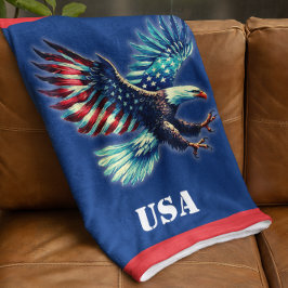 Patriotic American Eagle Red White Blue Fleecedecke