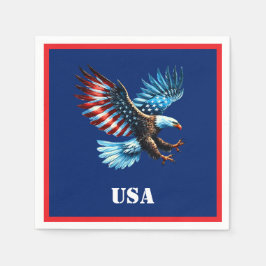 Patriotic American Eagle Red White Blue Serviette