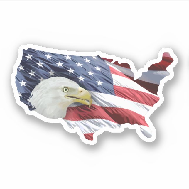 Patriotic American Eagle US Map Shape Aufkleber (Vorderseite)
