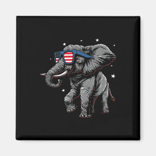 Patriotic American Elephant Dancing Usa Flag 4. O Magnet