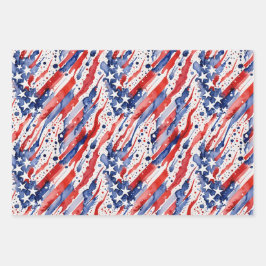 Patriotic American Flag Abstrakt Paint Splash Geschenkpapier Set