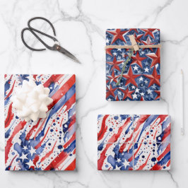 Patriotic American Flag Abstrakt Paint Splash Geschenkpapier Set