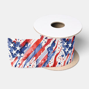 Patriotic American Flag Abstrakt Paint Splash Satinband